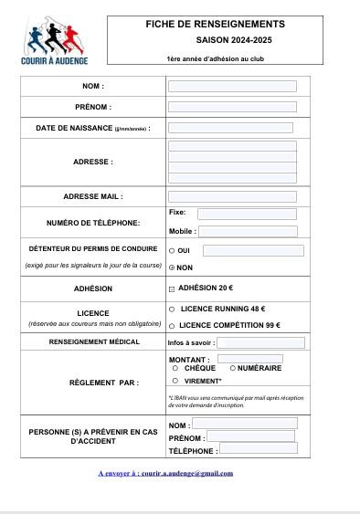 Fiche renseignement 2024 2025